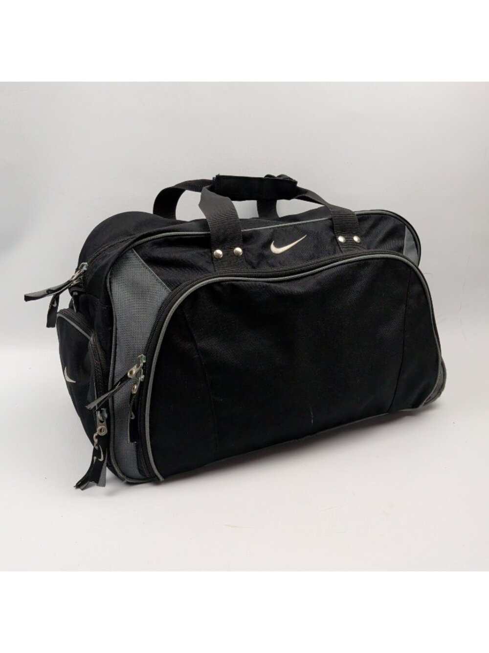 Vintage Y2K Nike Duffel Gym Bag Black / Gray Gorpcore Tech 2000's Travel Gear